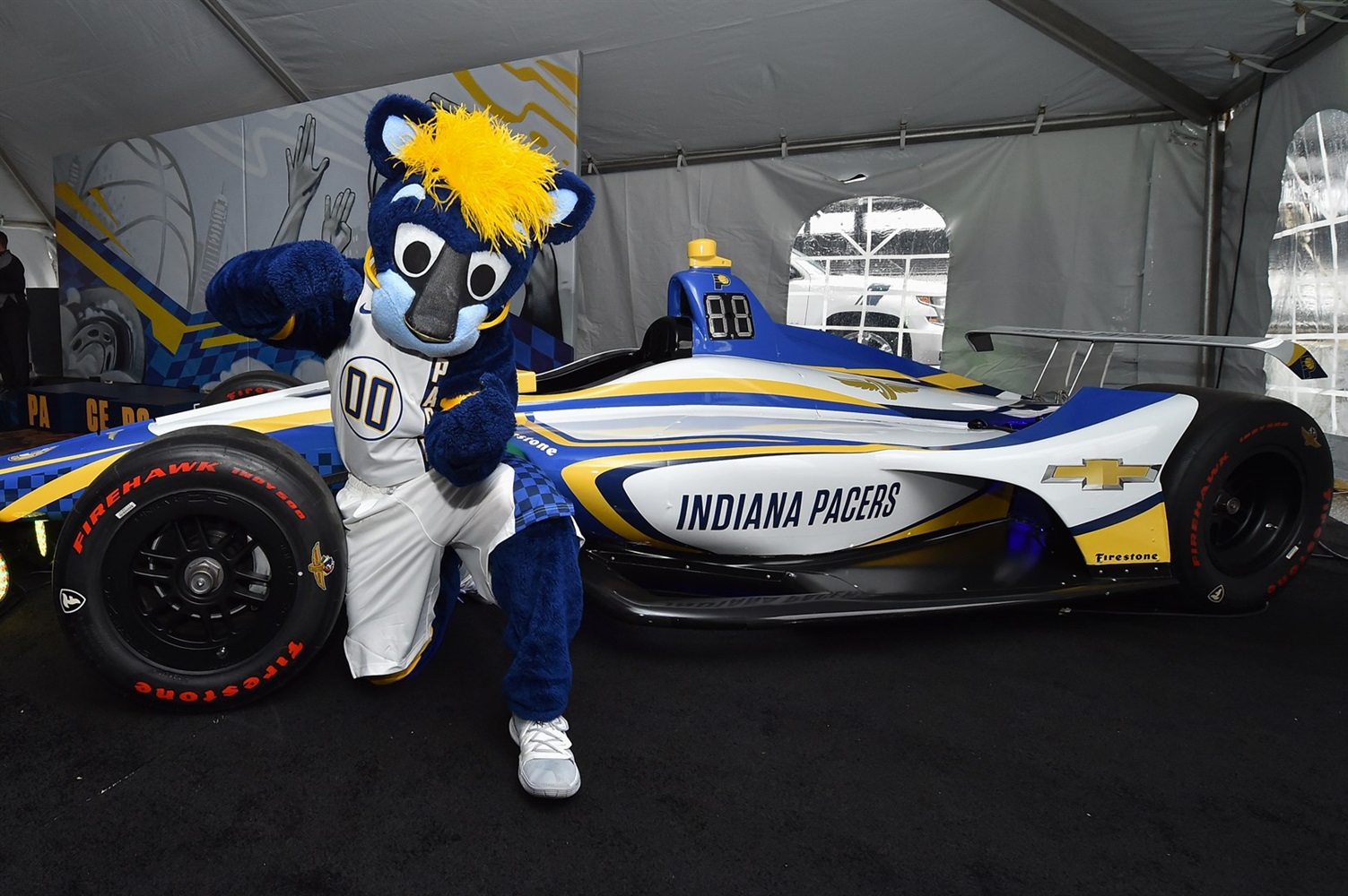 IndyCar and Pacers come together for unveiling of new Pacers' jersey.