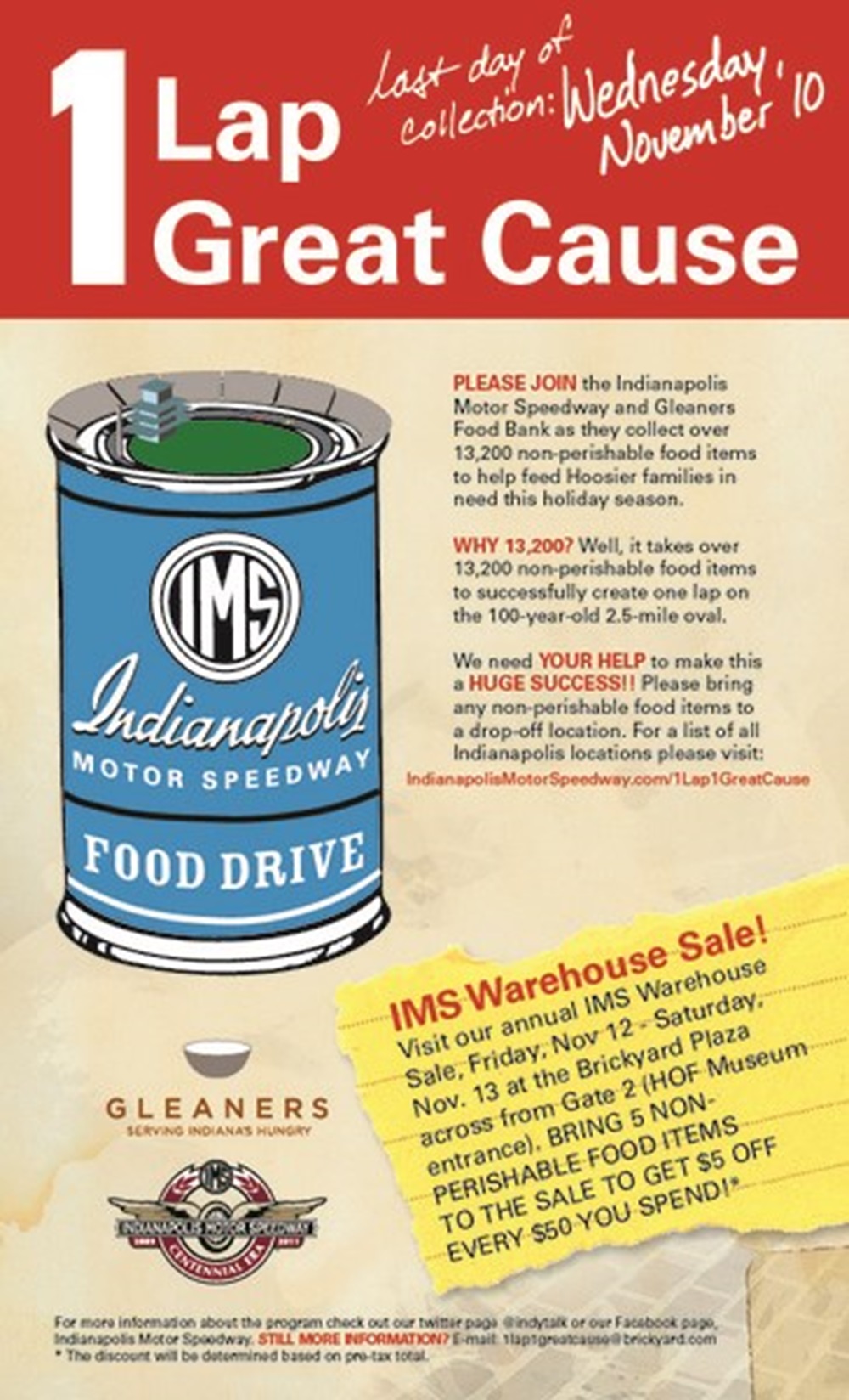 &#39;1 Lap, 1 Great Cause&#39; Will Lap IMS Oval With Food To Help Hungry