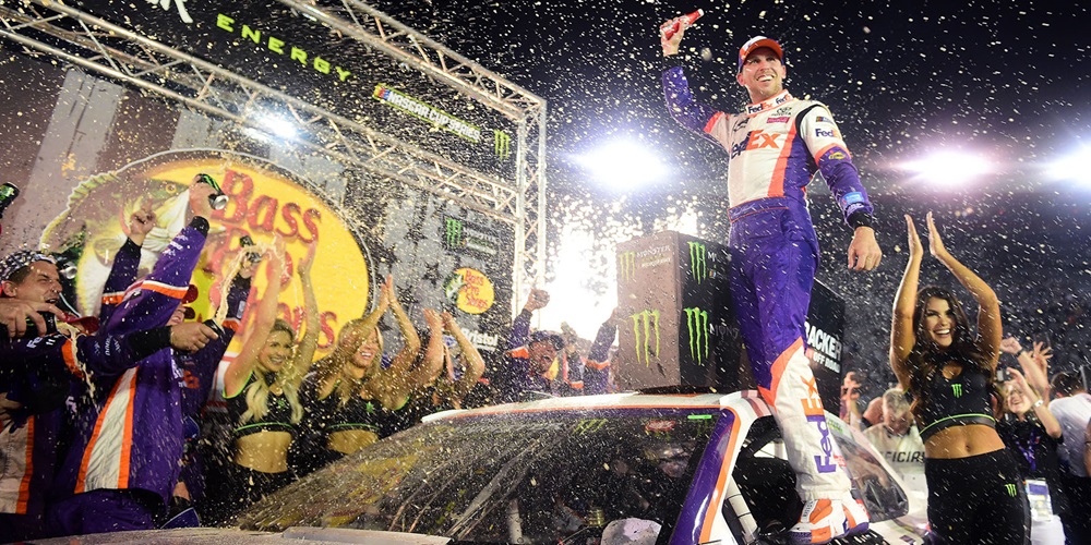 Denny Hamlin Celebrating Bristol Victory