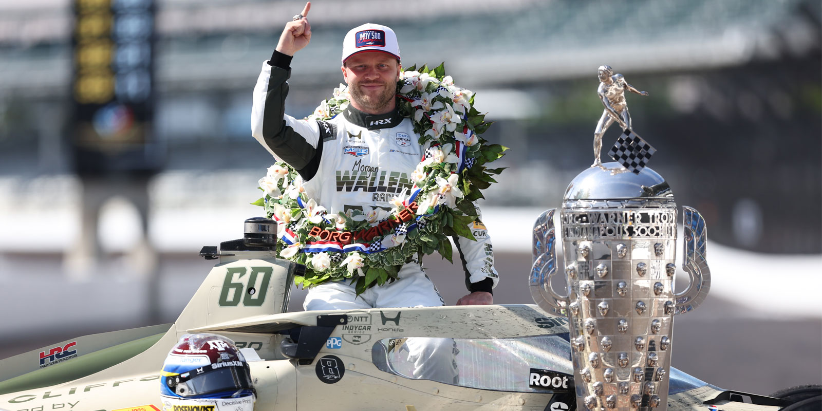 Felix Rosenqvist celebrates victory on Monday 5/25/2026