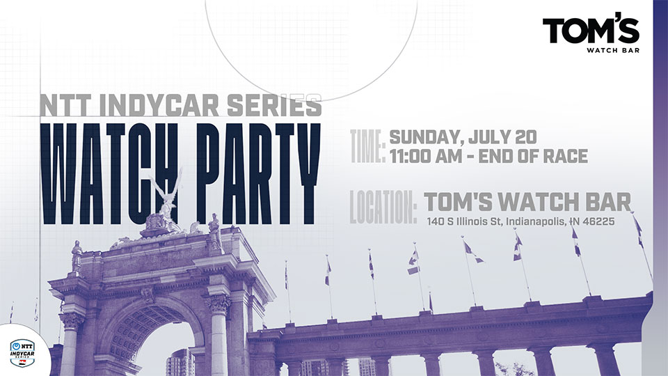Flyer for the watch party on July 20th, 2025 at Tom's Watch Bar.
