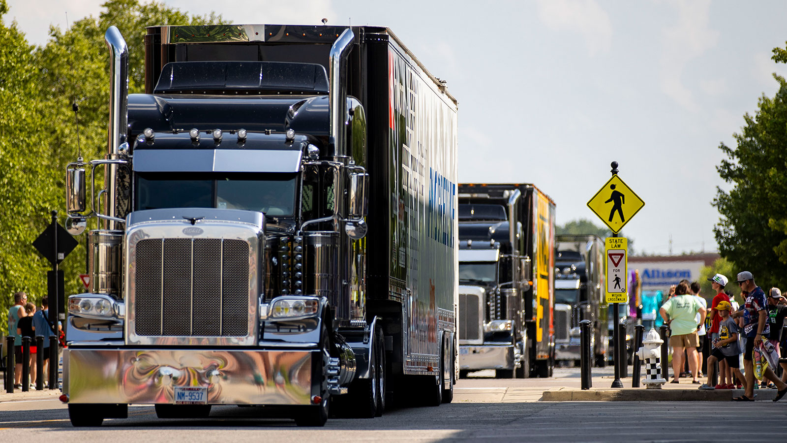 Haulers parade in Speedway