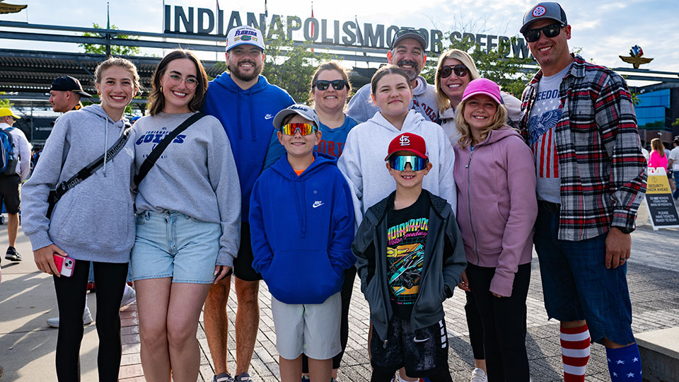 A family enjoys Indianapolis Motor Speedway
