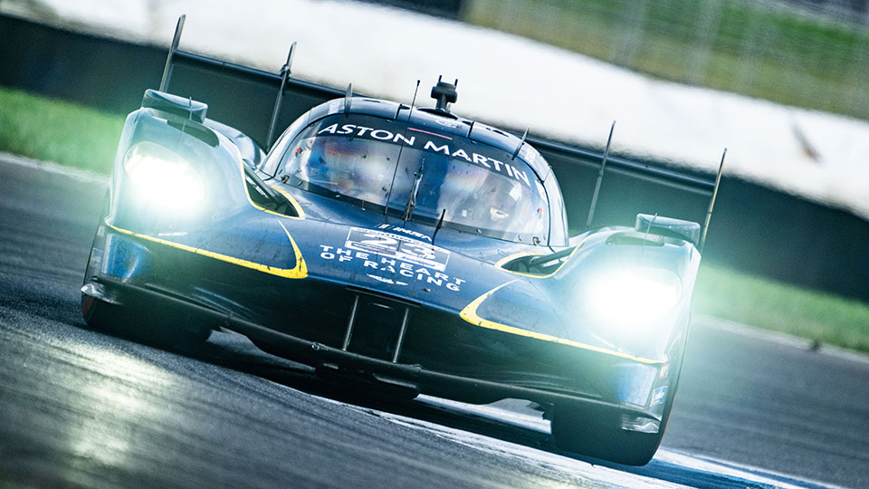 Aston Martin drives with its lights on