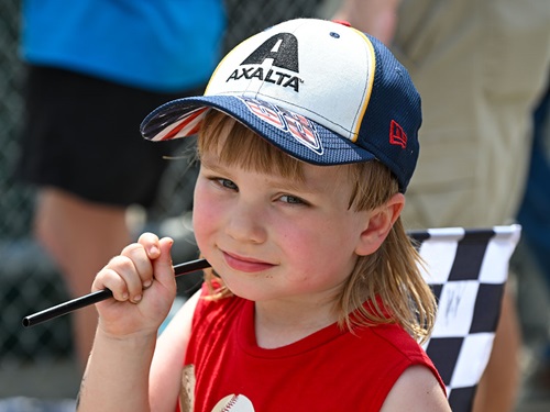 a young fan during Brickyard Weekend