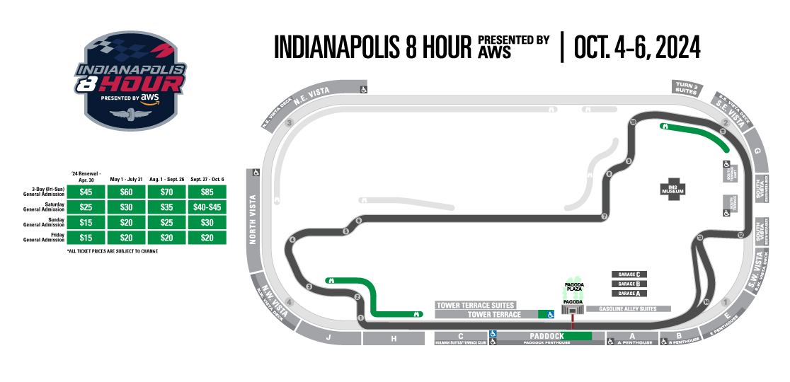 INDY 8 Hour Ticket Price Map