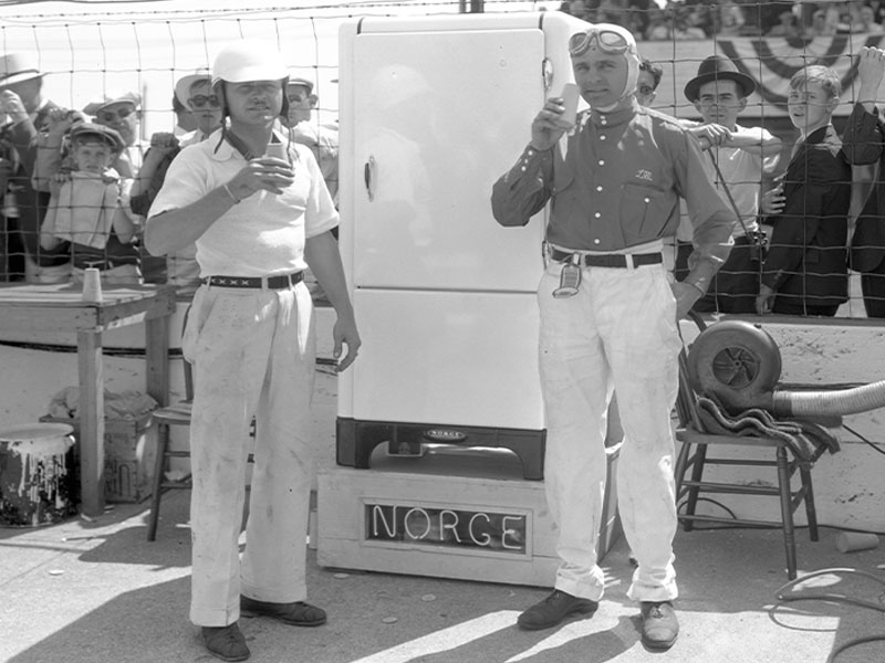 Norge milk refrigerator on pit road