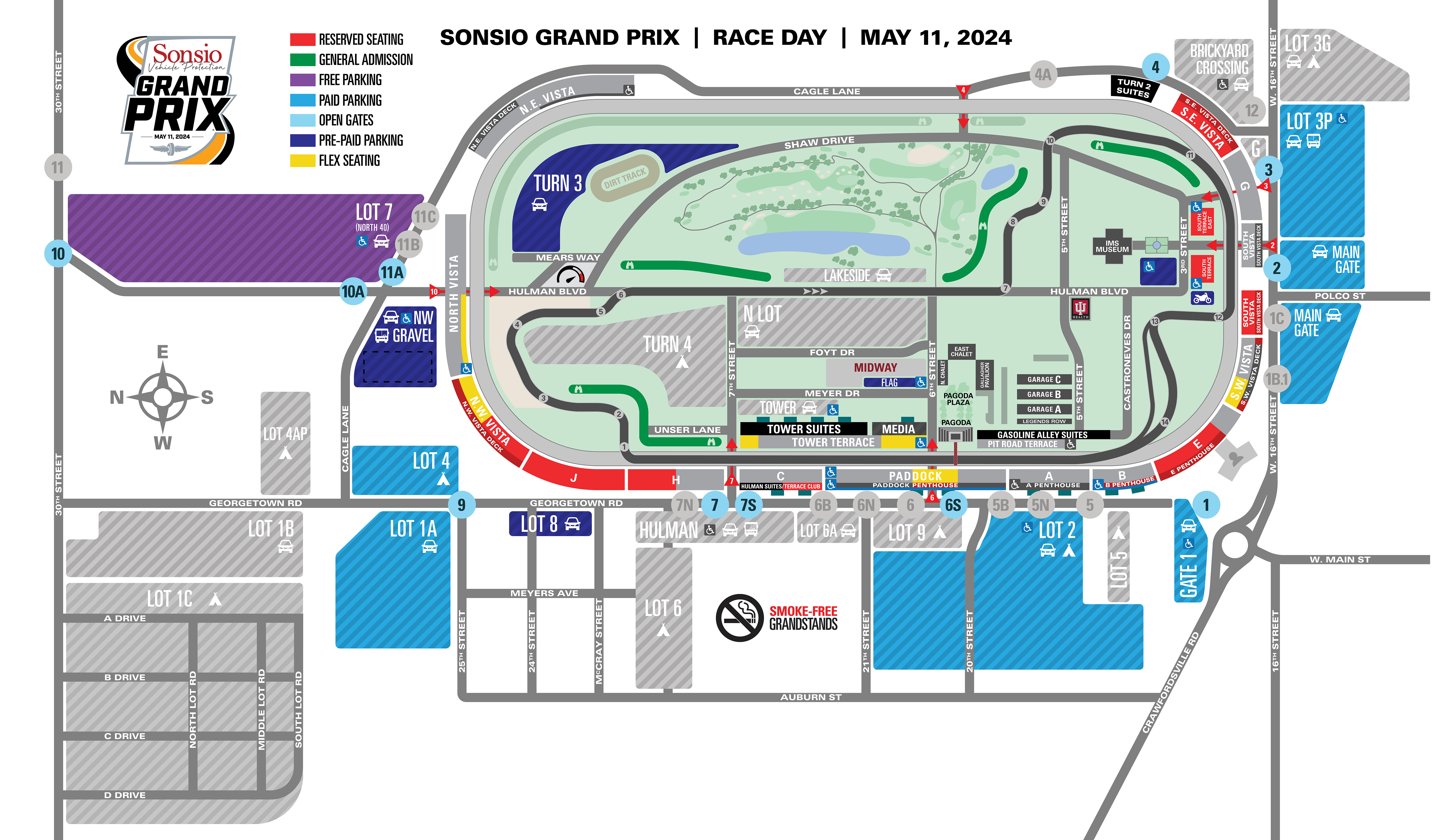 INDYCAR Grand Prix Race Day Parking Map