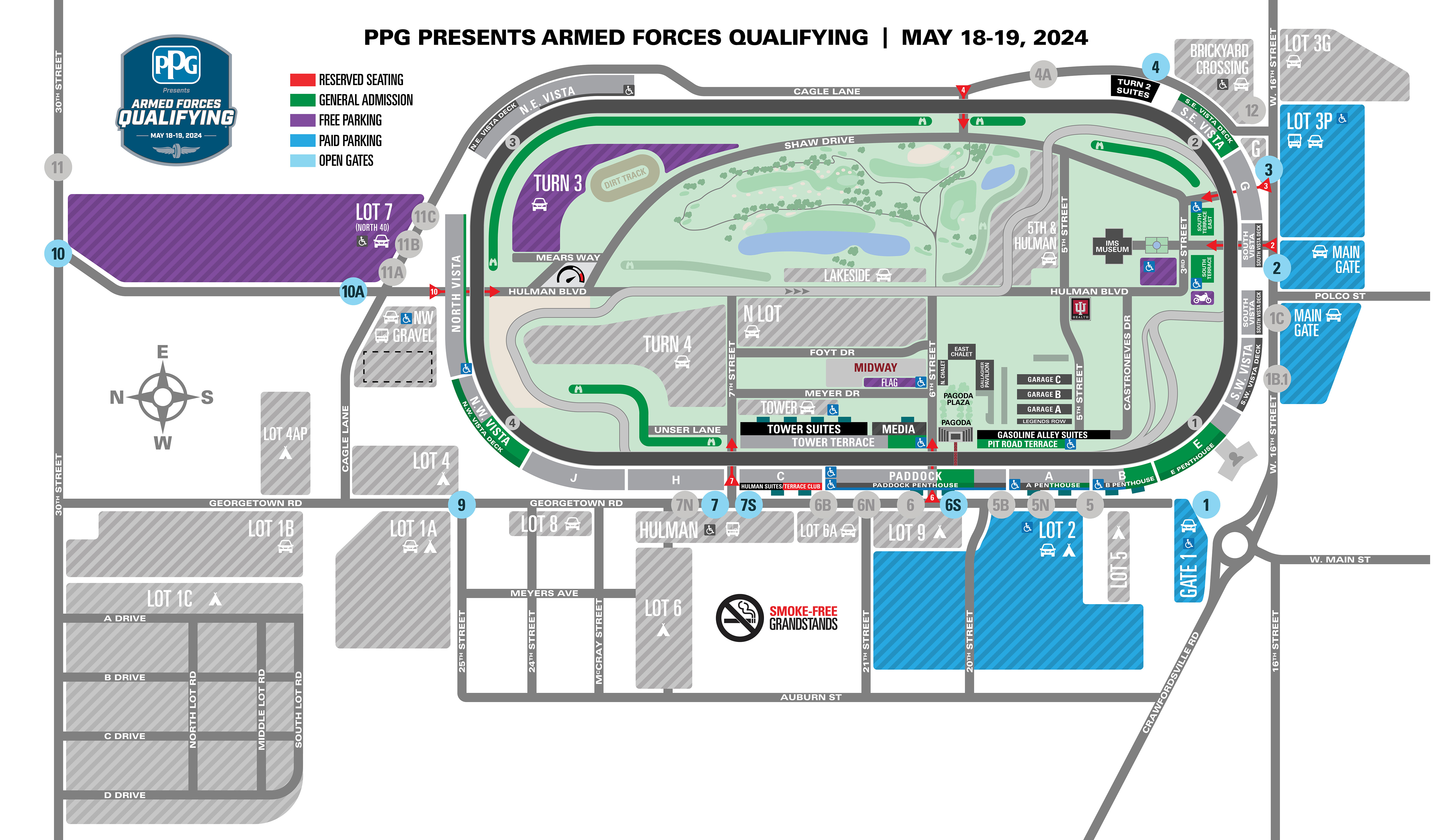 Indy 500 Qualifying Day Parking Map