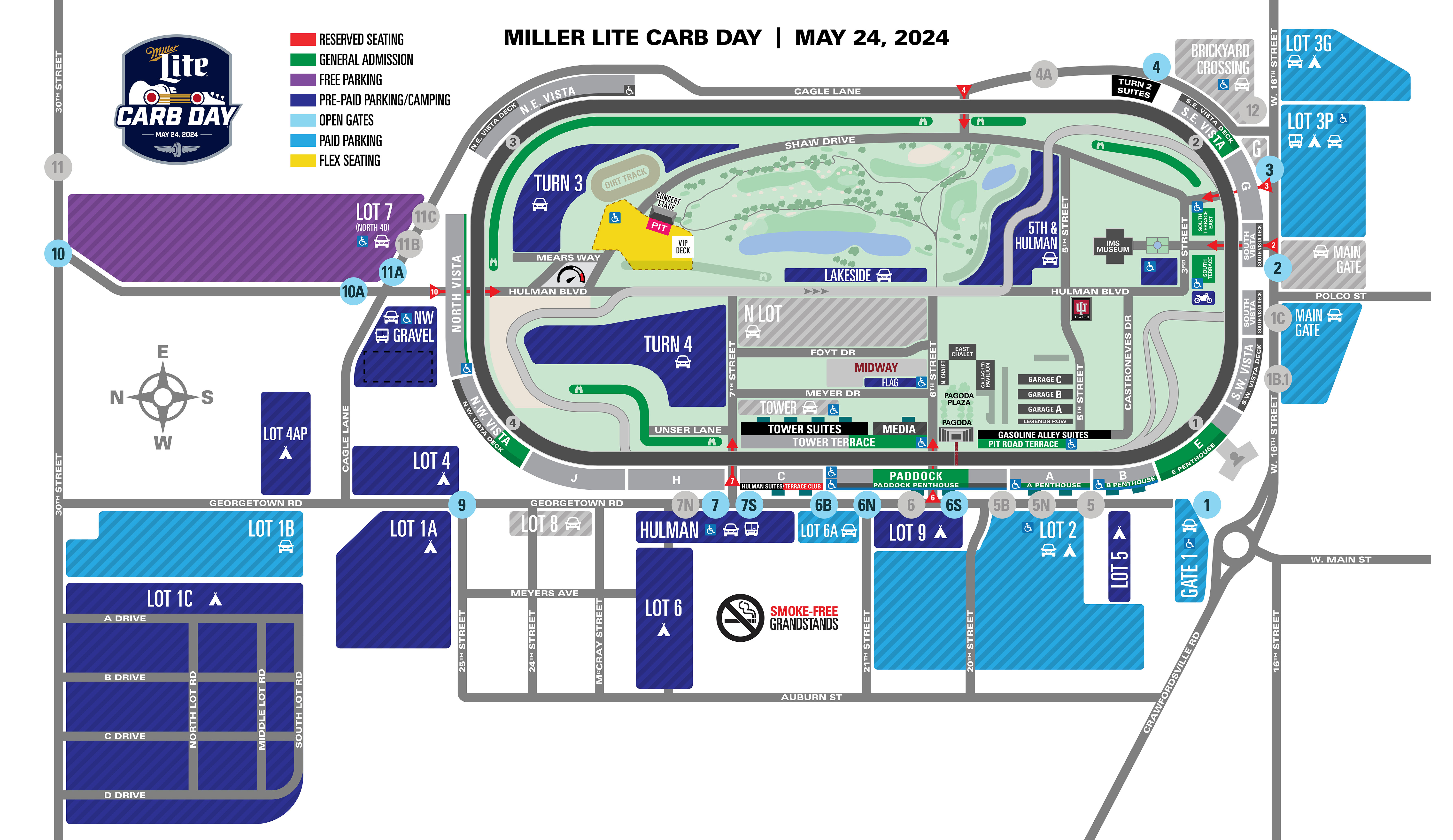 Indy 500 Carb Day Parking Map